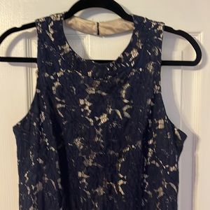 Vince Camuto Navy Lace Overlay Dress